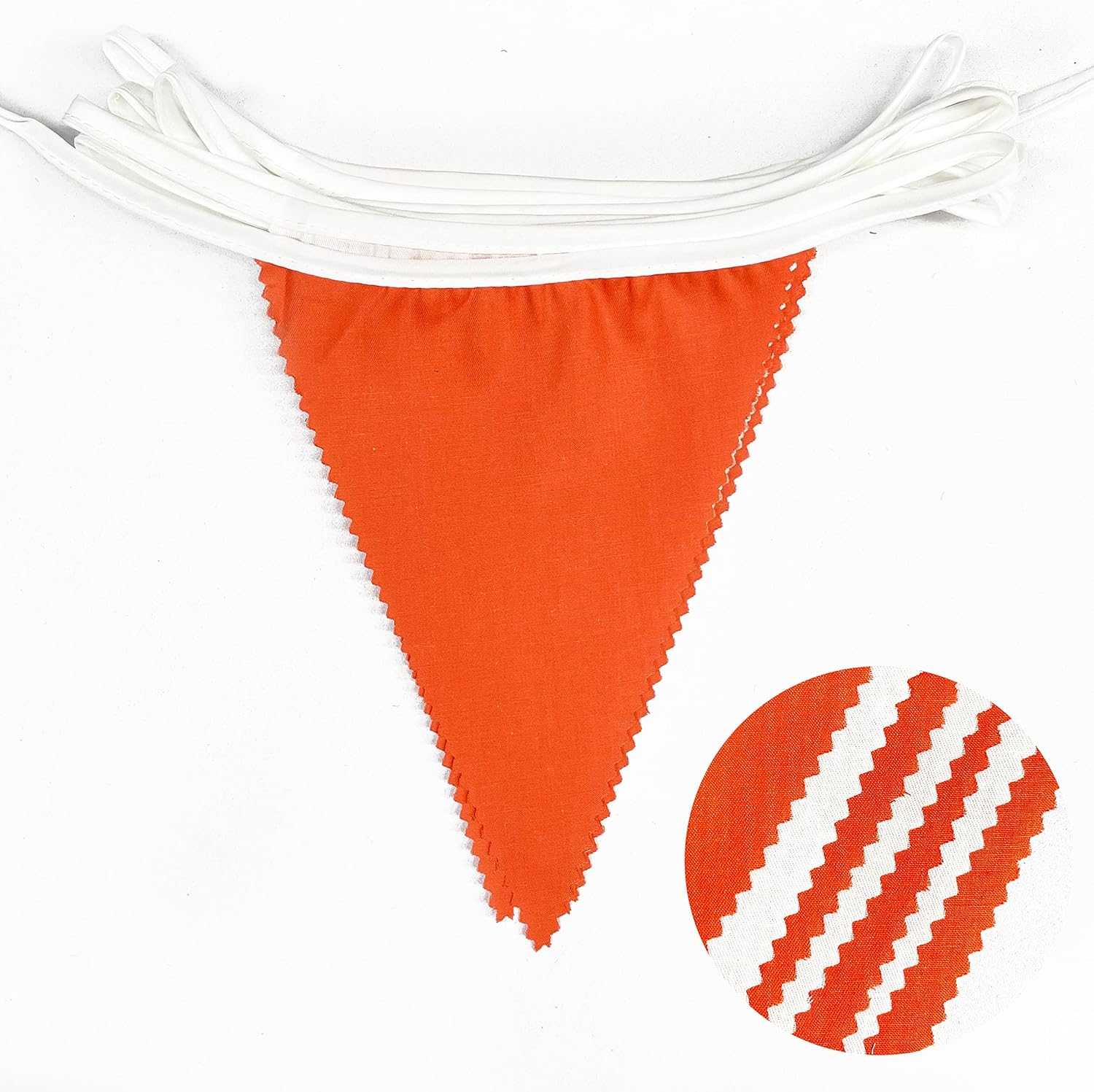 32Ft Orange White Triangle Flag Fabric Banner Pennant Garland Bunting Streamers for Fall Decor Autumn Wedding Birthday Party Thanksgiving Day Graduation Home Nursery Outdoor Garden Hanging Decoration - Image 2