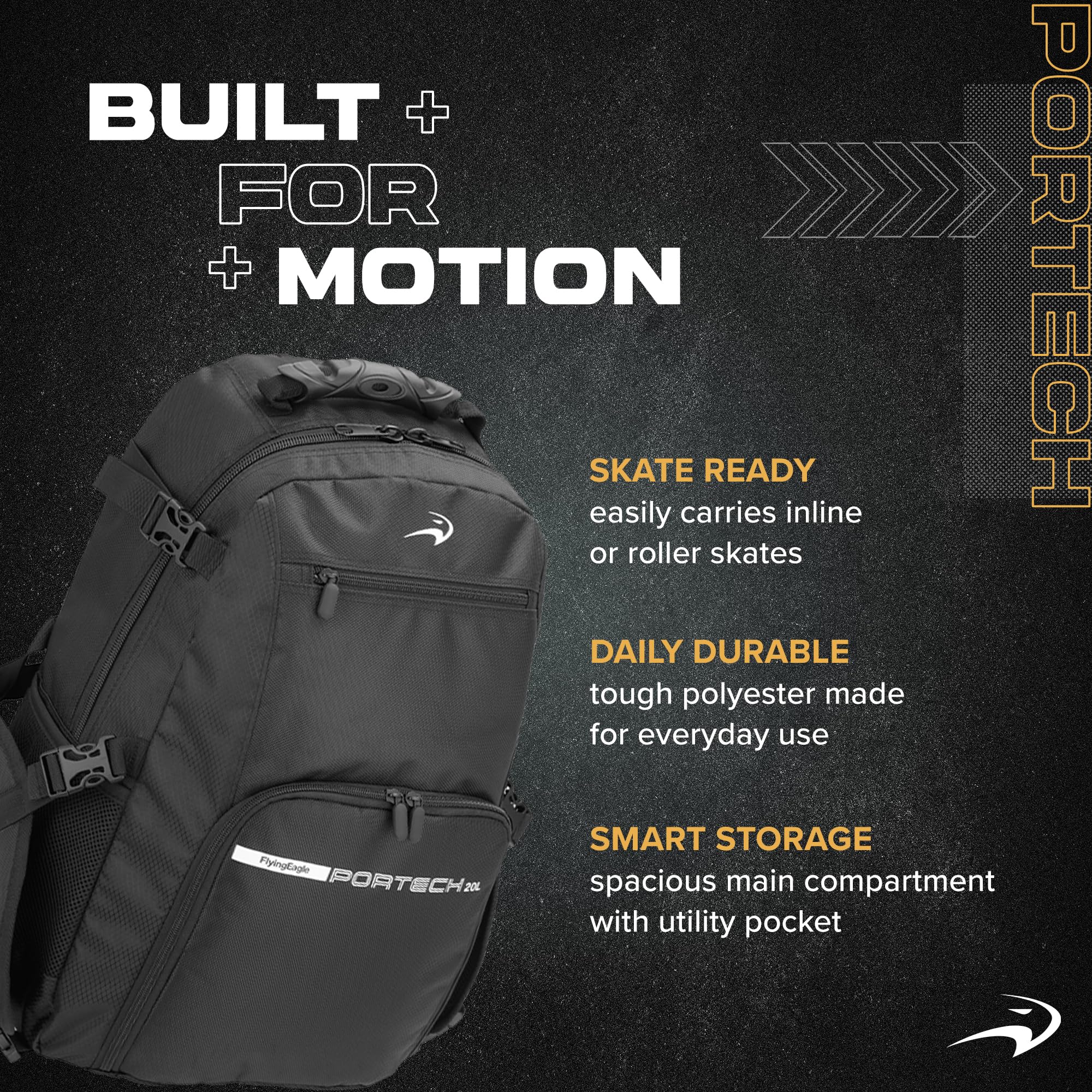 Flying Eagle Portech - Mochila de viaje, mochila deportiva para patines en línea, bolsas de patinaje, bolsa de viaje, bolsa de patinaje en línea para mujeres y hombres, organizador de equipos