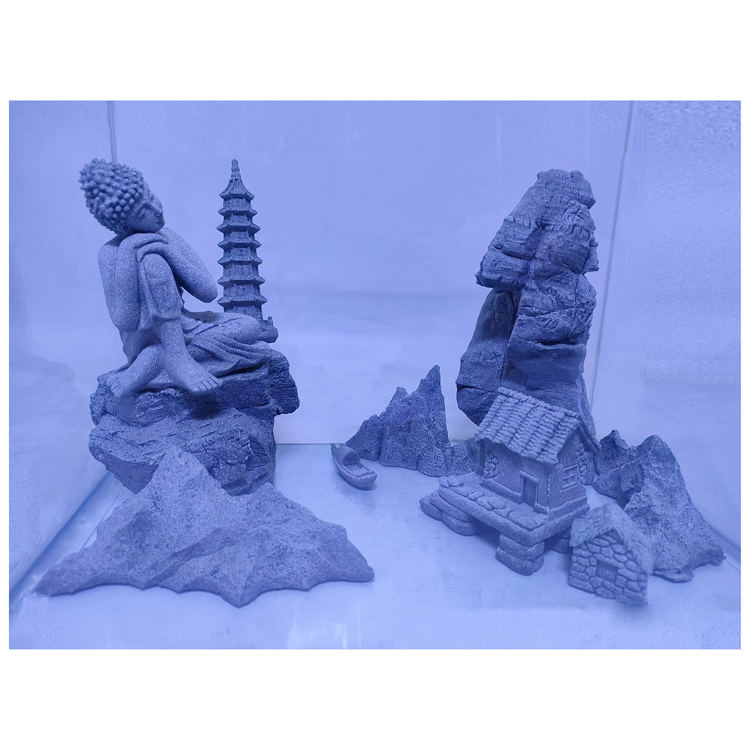 Aquarium Rocks Ornament Sandstone Fish Tank Decoration Hand Carved Underwater Landscape Set, Landscape A