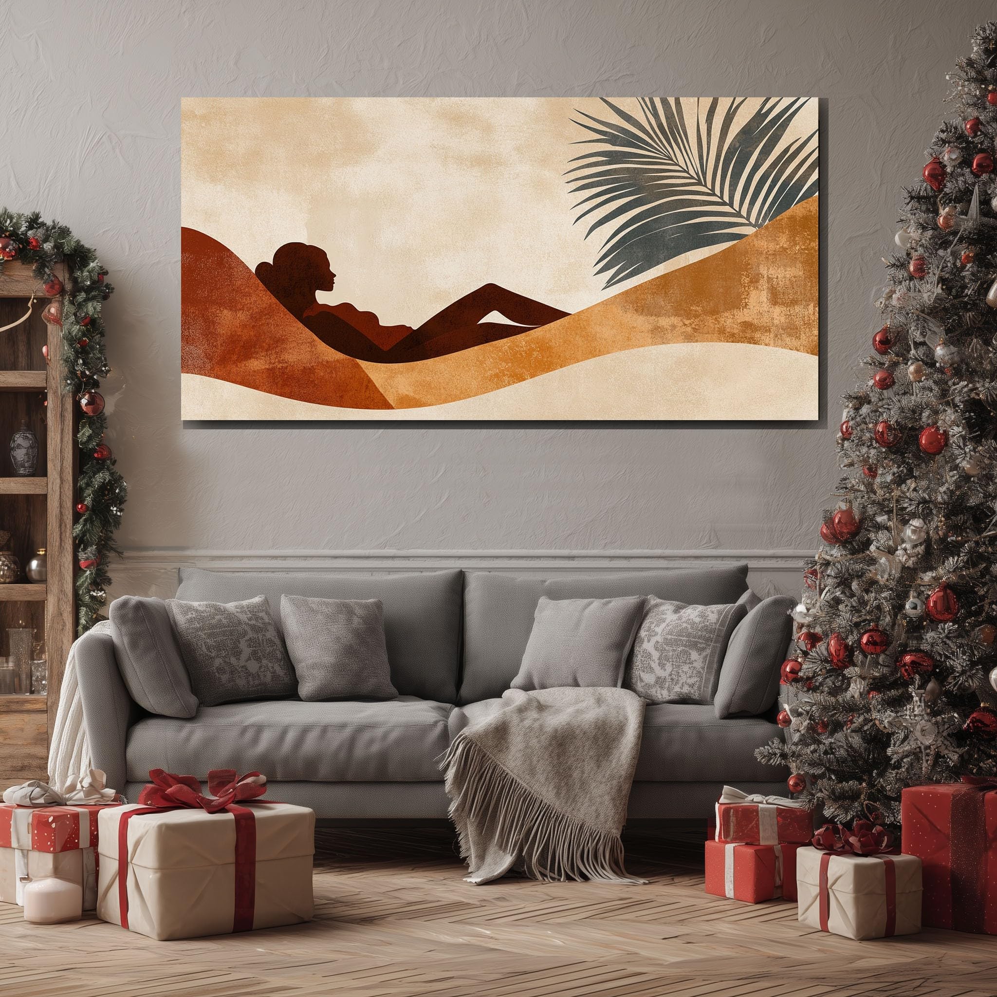 ZORYAN Tableau sur Toile Bohème Silhouette Femme Grand Format XXL 80x160 cm
