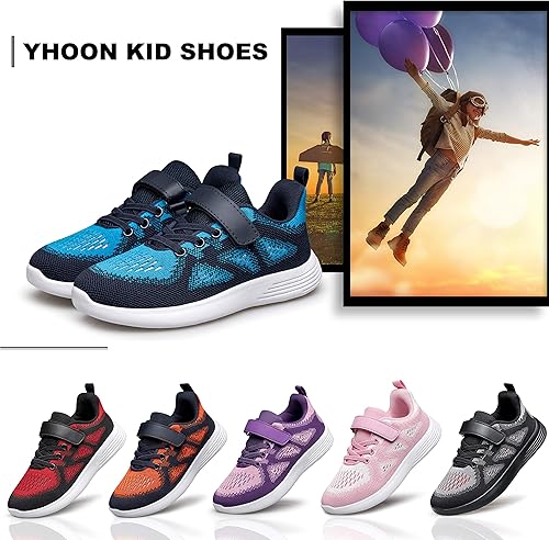 Miniatura 6 de YHOON Zapatillas deportivas para niños y niñas, para correr, caminar, para niños pequeños y grandes