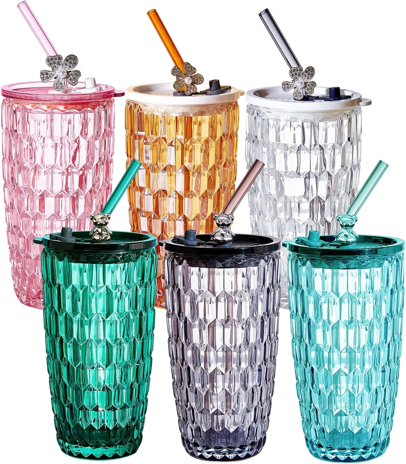 SUNOAK Drinking Jars,6pcs/18 Oz Wide Mouth Glass ice coffee