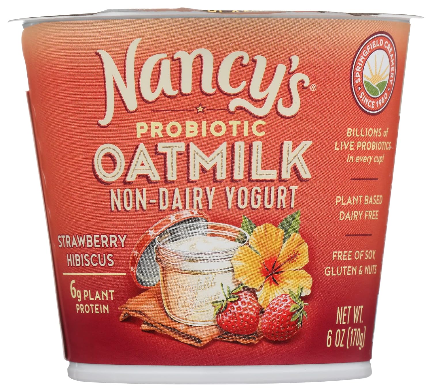 NANCYS YOGURT OTMLK STRWBRY HIBS 6 OZ