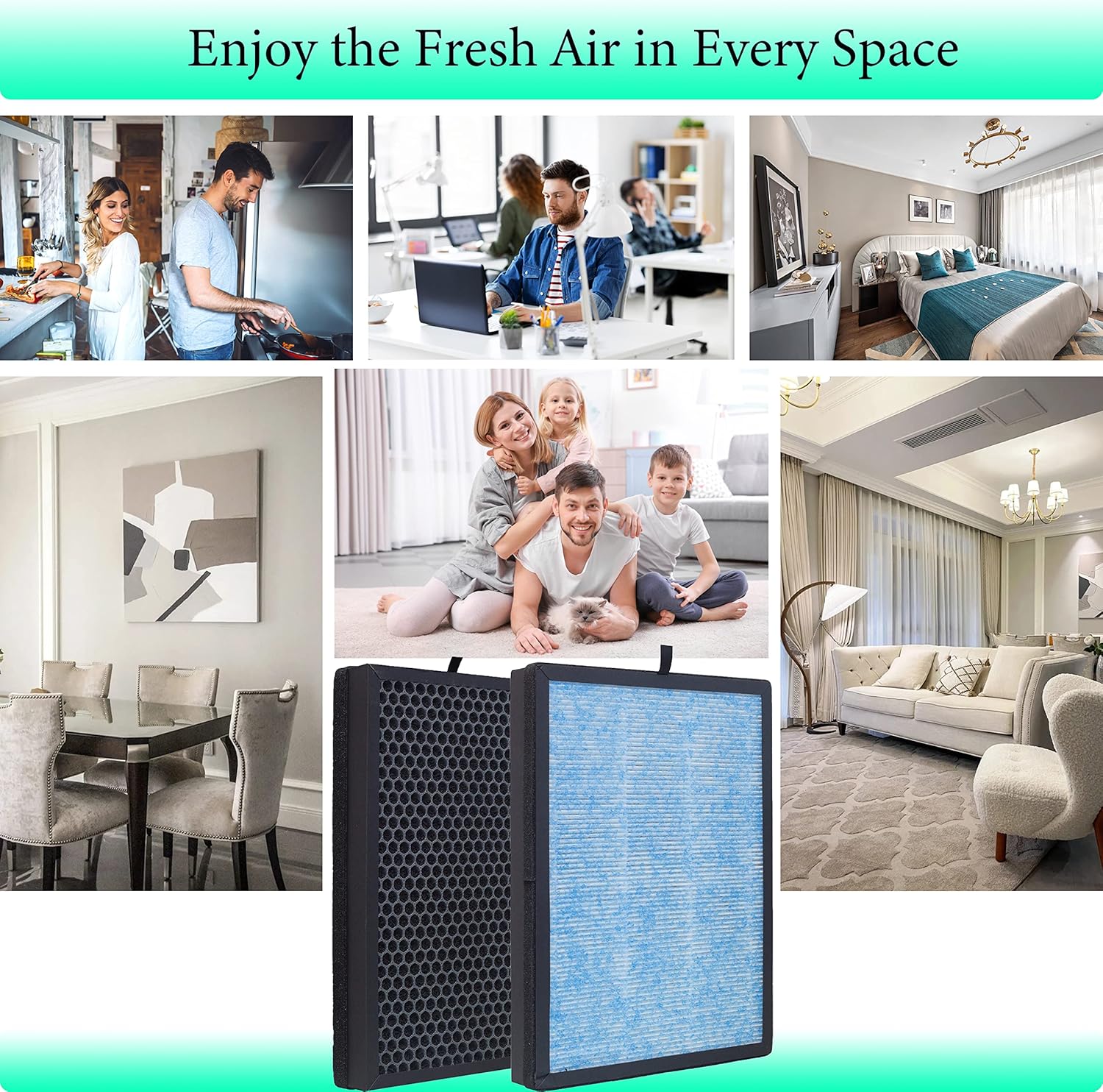 AP1002 Replacement Filter,Compatible with AIRTOK® AP1002 and Pure Morning APH230C Air Purifier, H13 True HEPA 3 in 1 Filter,2-Pack