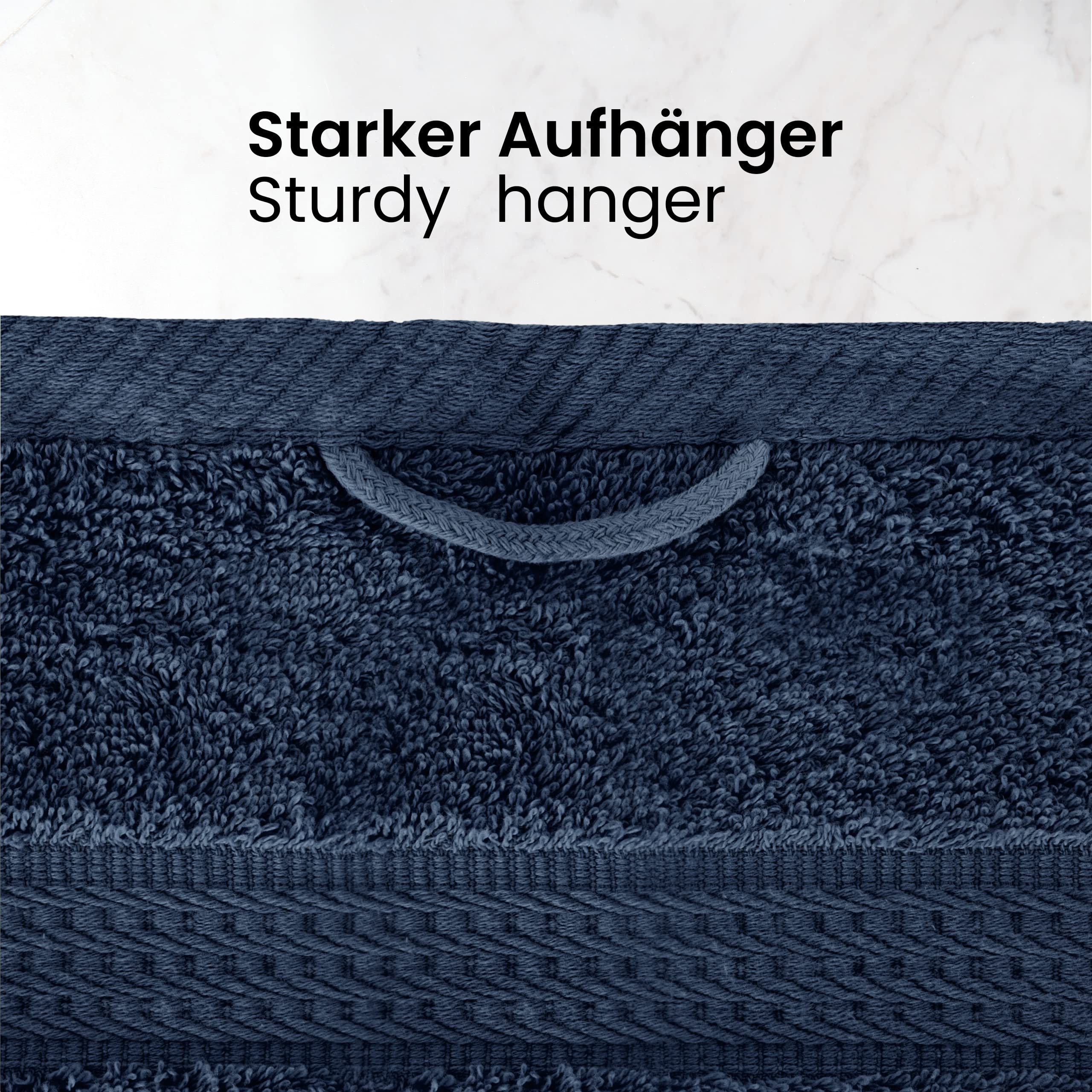 BaSaTex Frottier Handtücher Set aus weicher Baumwolle - 50x100 cm - 100% Baumwolle Öko-Tex Made in Green Zertifiziert | 8X Handtuch in Navy Blau