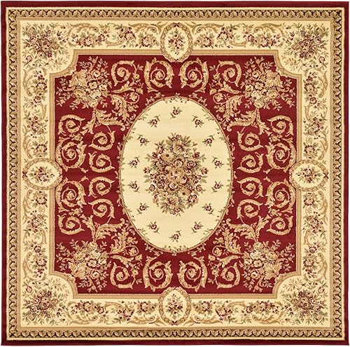 Miniatura 4 de Unique Loom - Alfombra clásica tradicional, colección Versalles, Polipropileno, RojoVerde