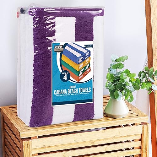 Vista 72 de Utopia Towels Cabana Stripe - Toalla de playa de gran tamaño, 100% algodón hilado en anillo, toallas de baño altamente absorbentes para la playa