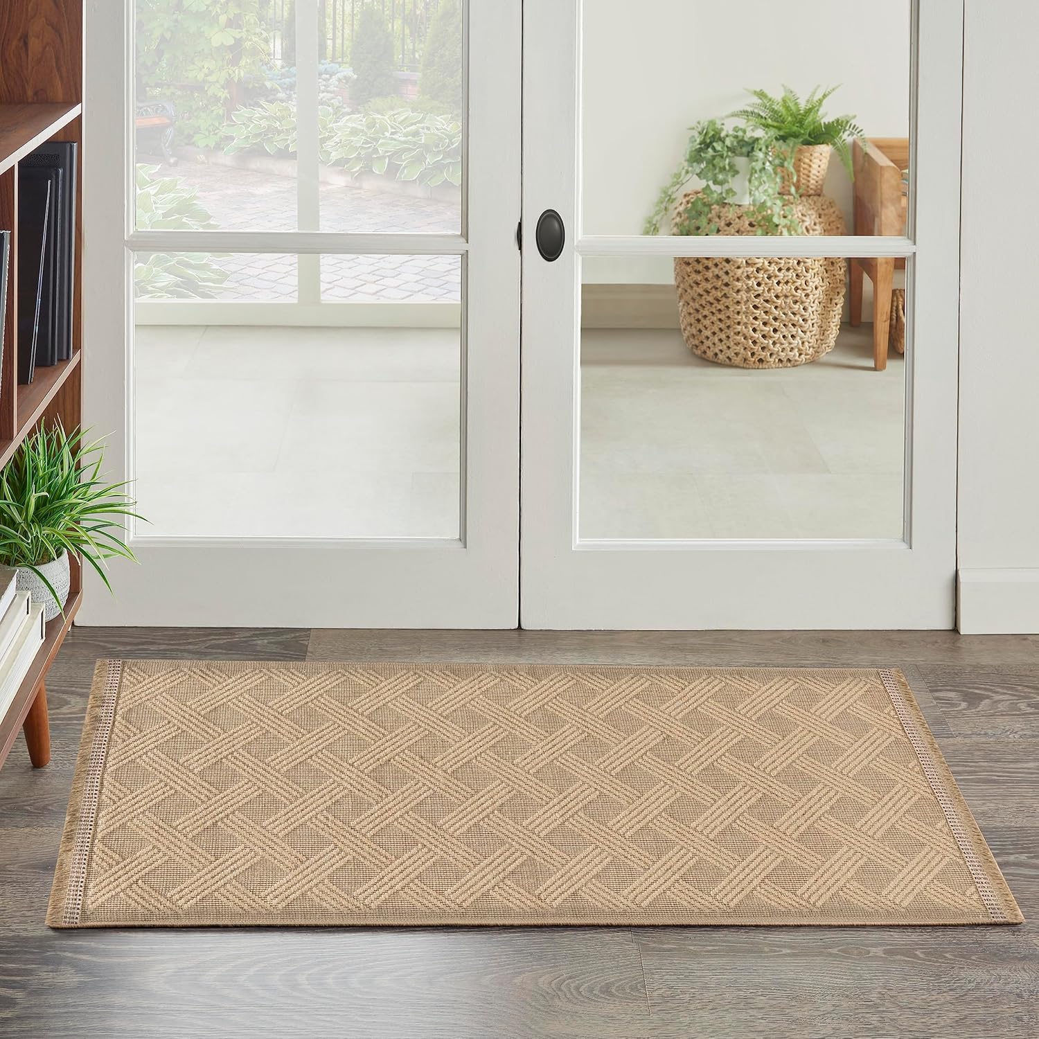 Nourison Washable Organic Geometric Natural 2' x 4' Area -Rug, Easy -Cleaning, Non Shedding, Bed Room, Living Room, Dining Room, Kitchen (2x4)" }