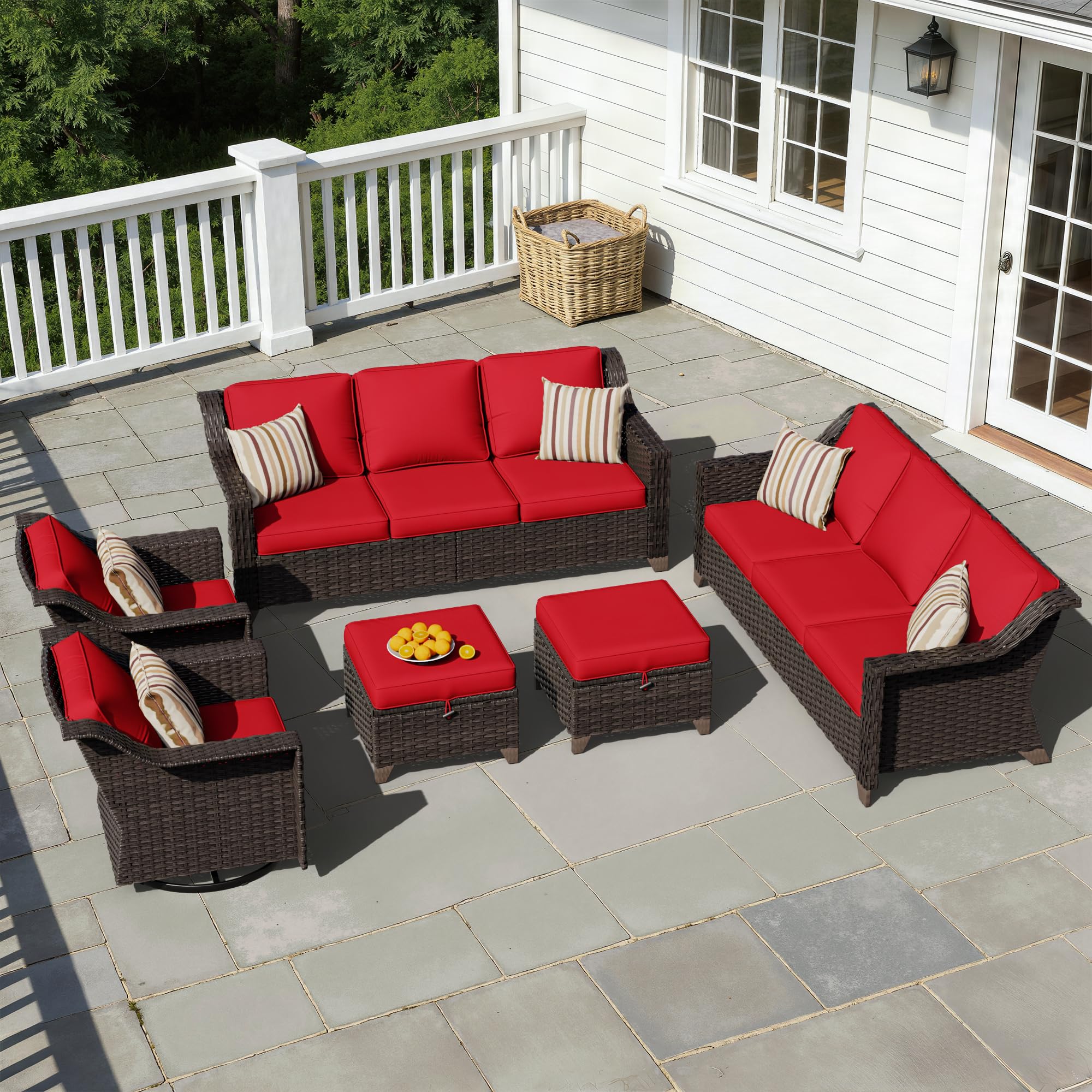 6 Piece Patio Furniture Set, Wicker Outdoor Conversation Set