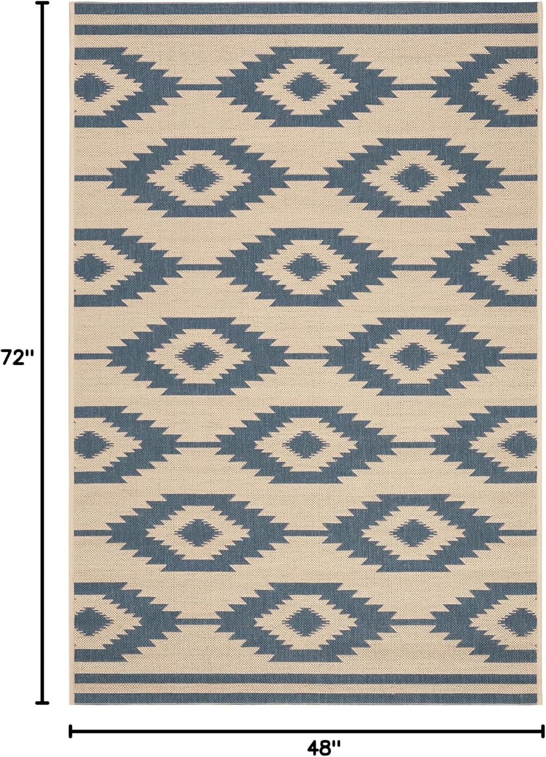SAFAVIEH Washable Rug Outdoor Beach House Collection - 4' x 6', Blue & Cream, Non-Shedding & Easy to Clean, Ideal for Patio, Backyard, Mudroom (BHS171M)