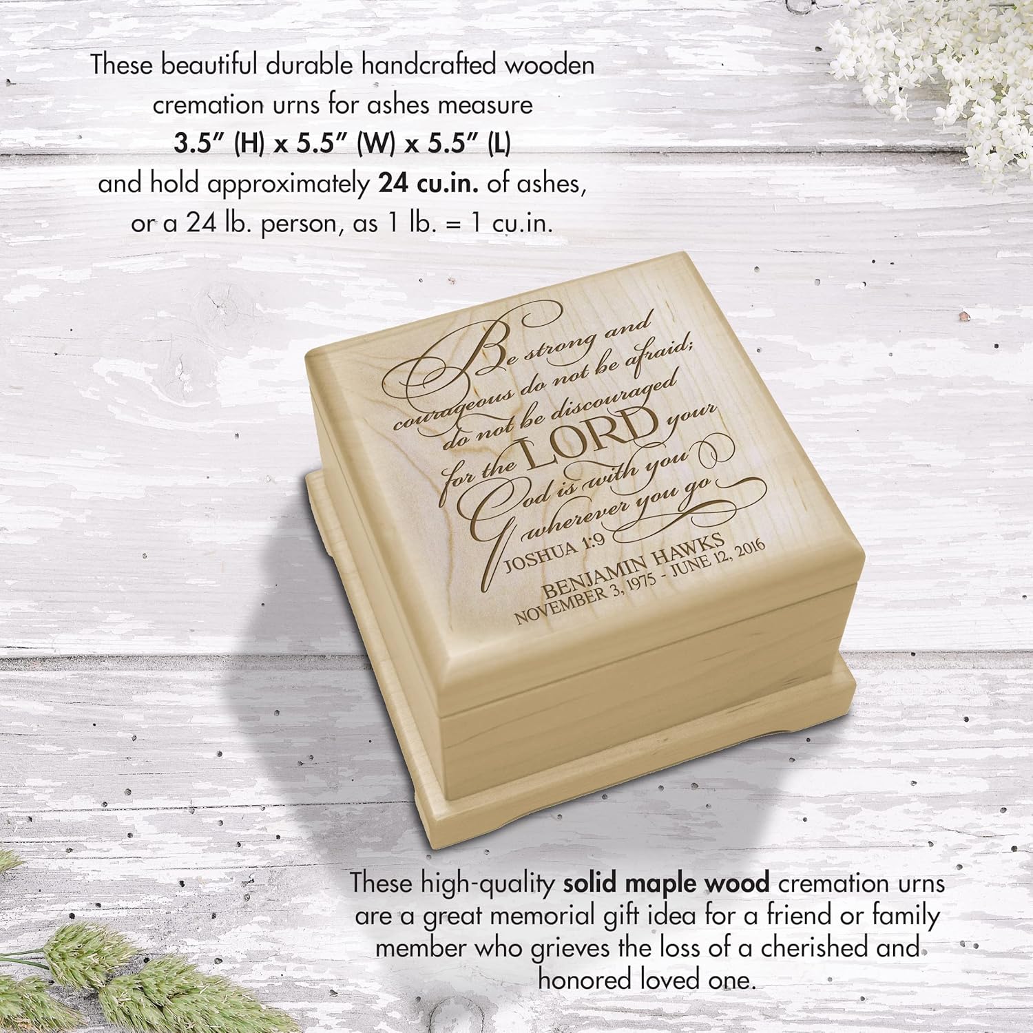 Lifesong Milestones Personalized Wooden Urns for Human Ashes Adult Female Small Urns for Ashes Adult Male Personalized Decorative Urns for Ashes Keepsake Celebration of Life Wood Pet Urns Baby Urns