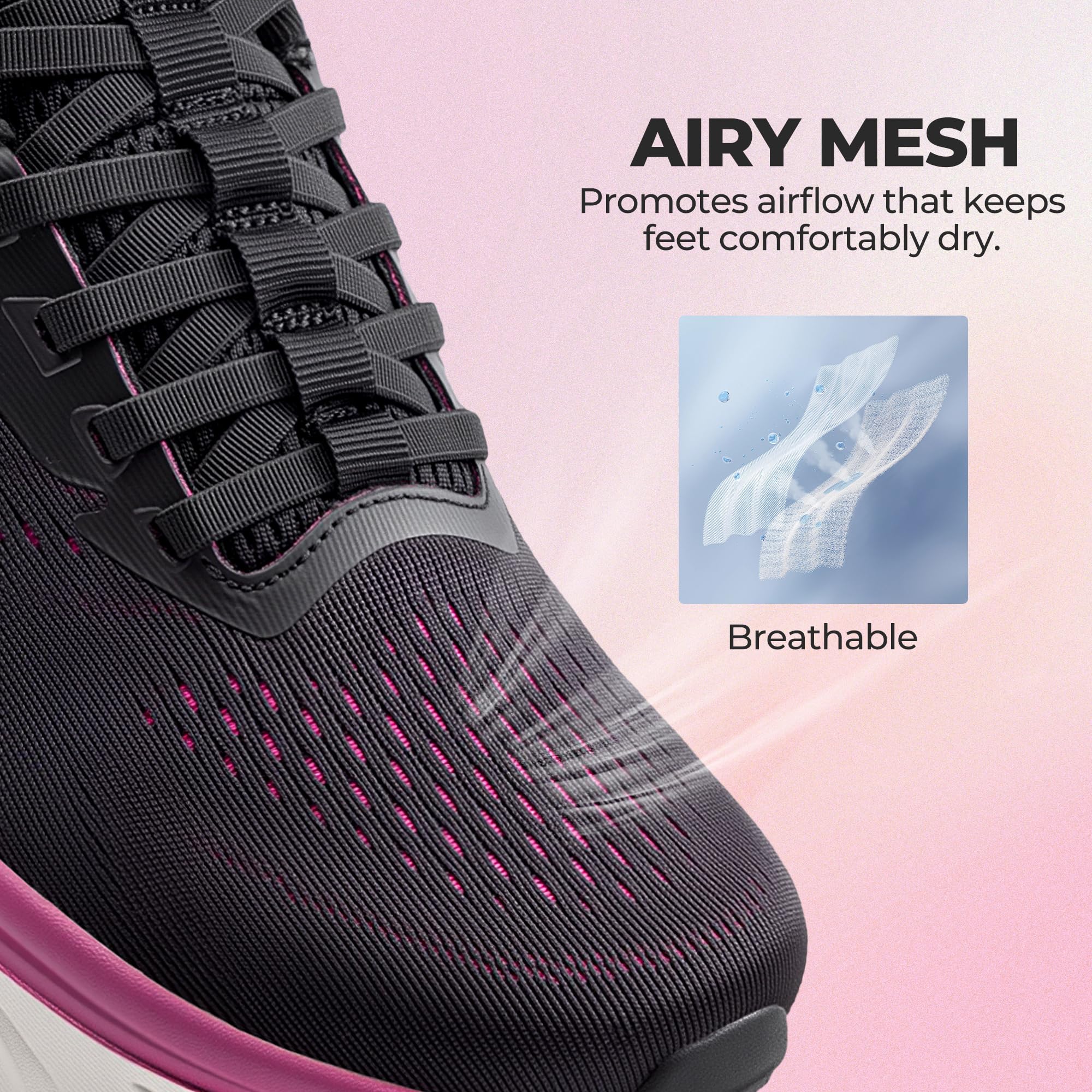 ALLSWIFIT Damen Sportschuhe Walking Sneaker | Slip-On, Hands-Free, Fußgewölbeunterstützung, Dämpfung, Atmungsaktiv, Rutschfest, Joggen, Fitness, Training, Walking, Laufen,