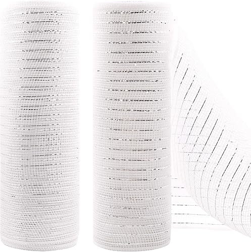 Cinta de malla decorativa de poliéster de 10 pulgadas x 30 pies con lámina metálica, cada rollo para coronas, lazos y proyectos de decoración, 1