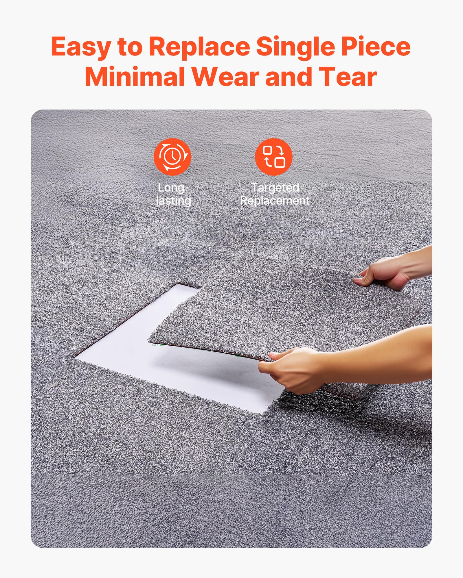 VEVOR Losetas de Alfombra Cuadradas, para Suelo de Moqueta, 457,2 x 457,2 x 12 mm, Autoadhesivas, con Una Superficie de 2,0 m², para Apartamentos, Oficinas, Propiedades de Alquiler, Gris, 10 uds