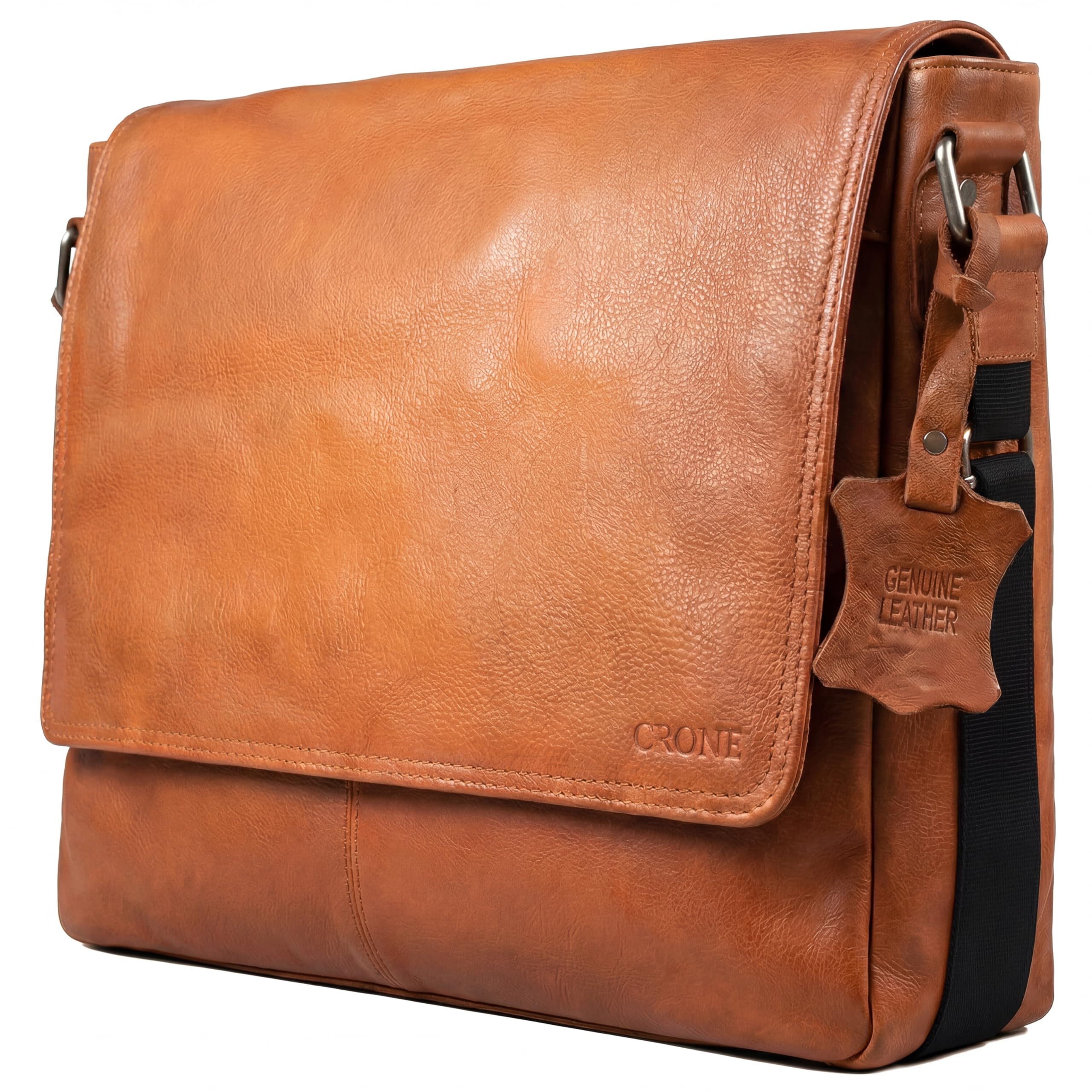 Crone Hamburg Leder Laptoptasche, Business Tasche aus Echtleder, Aktentasche, Arbeitstasche, Umhängetasche, Notebook Tasche