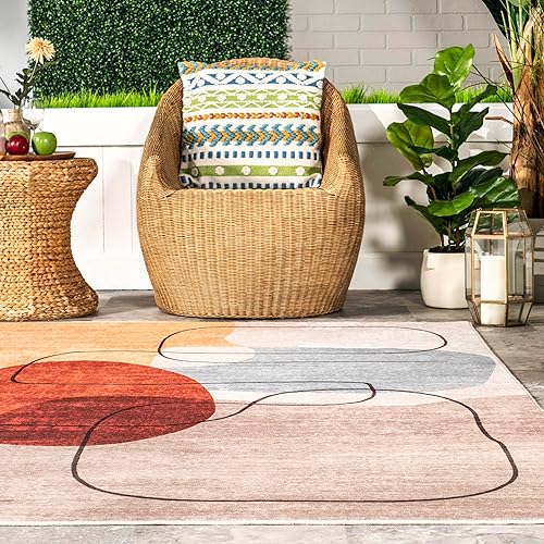 Miniatura 6 de nuLOOM Suvi - Alfombra abstracta para interiores y exteriores, lavable a máquina, 4 x 6 pies, multicolor