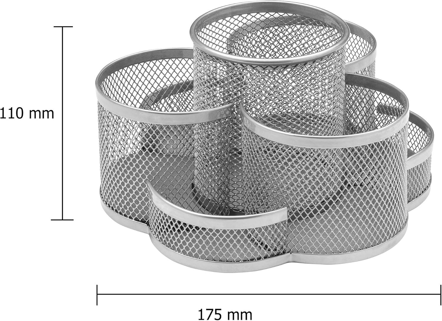 OSCO Wire-Mesh Rotating Pen Pot, Desk Organiser 360° Revolving Base 7 Compartments, Metal Mesh Desk Caddy for Pens Pencils - Image 4