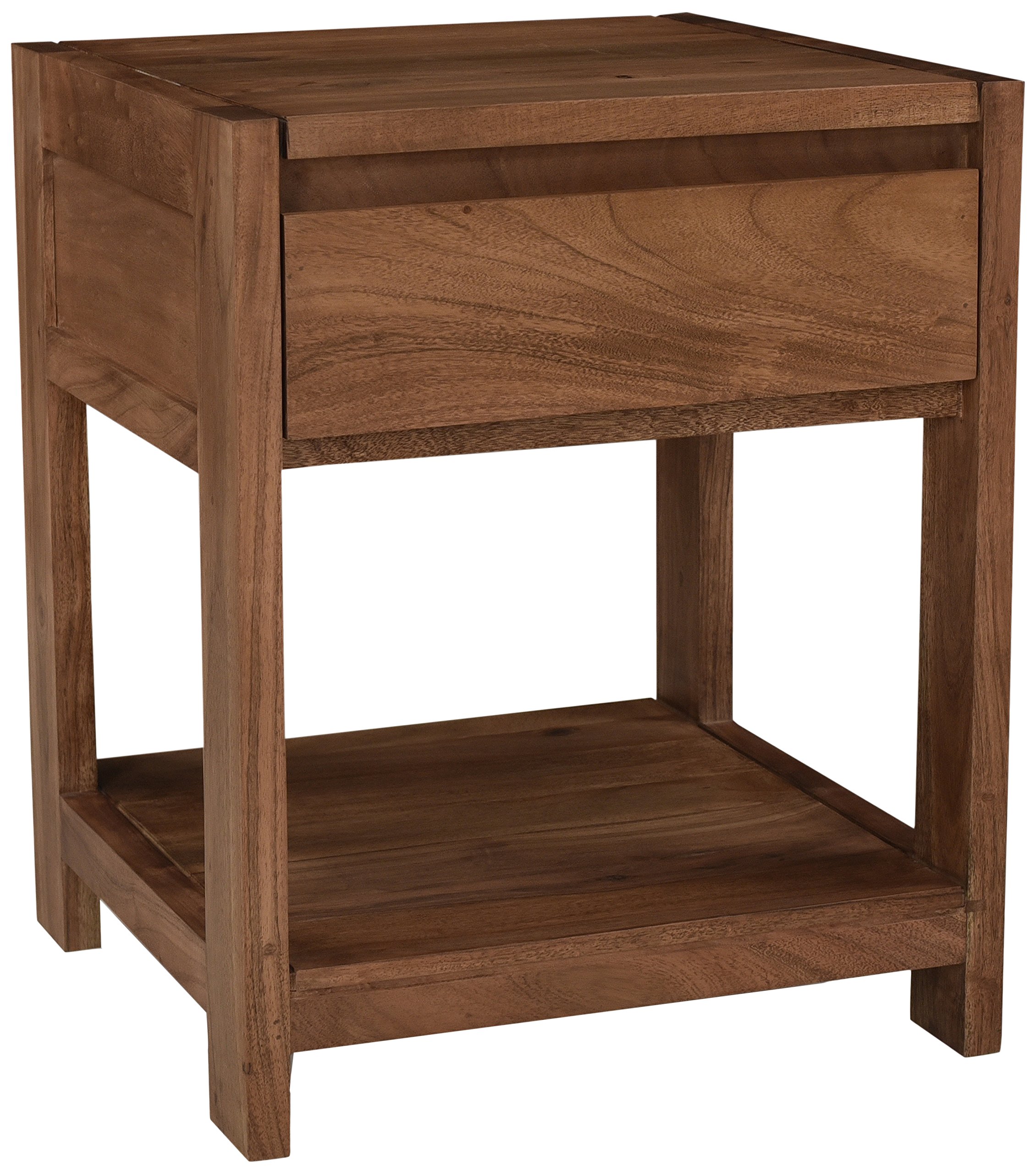 Samara Bedside Table with Drawer, Wood, Natural Acacia/Light Brown, 45 x 45 x 55 cm