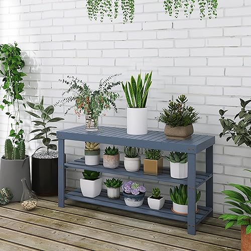 Miniatura 2 de SMIBUY Zapatero de bambú, organizador de zapatos de 3 niveles, estante de almacenamiento para entrada, pasillo, baño, sala de estar (gris)