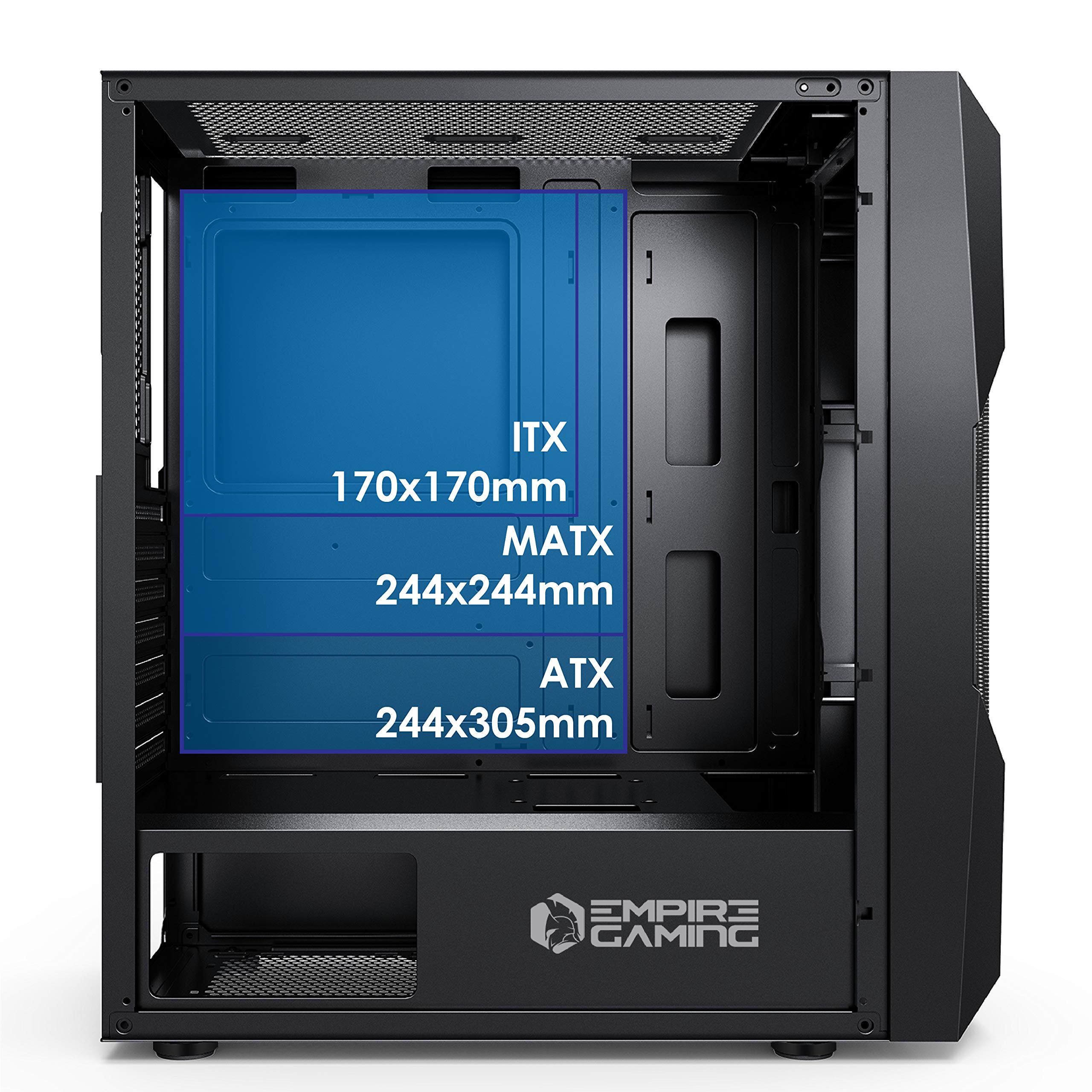 EMPIRE GAMING - Caja PC Gamer Onyx - ARGB Torre Mediana ATX, Micro ATX e ITX - 4 Ventiladores LED RGB Adressables (1x200 mm y 3x120 mm) – Pared Lateral en Cristal Templado