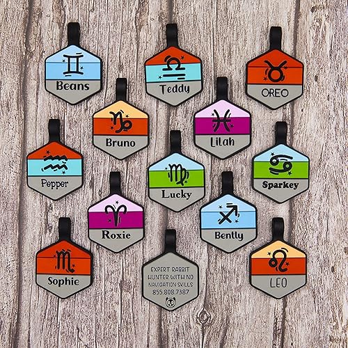 Miniatura 2 de Placa silenciosa para perro personalizada con 5 líneas de identificación de mascotas de silicona duradera y grabada profundamente, hexágono, color