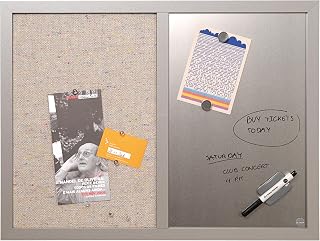 Bi-Office Kombitafel Lavander, Pinnwand und Whiteboard, Perlenfarben Textiloberfläche und Silber Magnetisch, Perlenfarben MDF Rahmen 22 mm dicker, 60 x 45 cm
