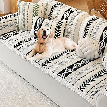Couch Cover for Dogs, Washable Non-Slip Boho Geometric Pet Sofa Protector, Soft Sofa Slipcovers Cushion Protector for Dogs and Cats. Black, 27.6" x 59.06" x 1.5"