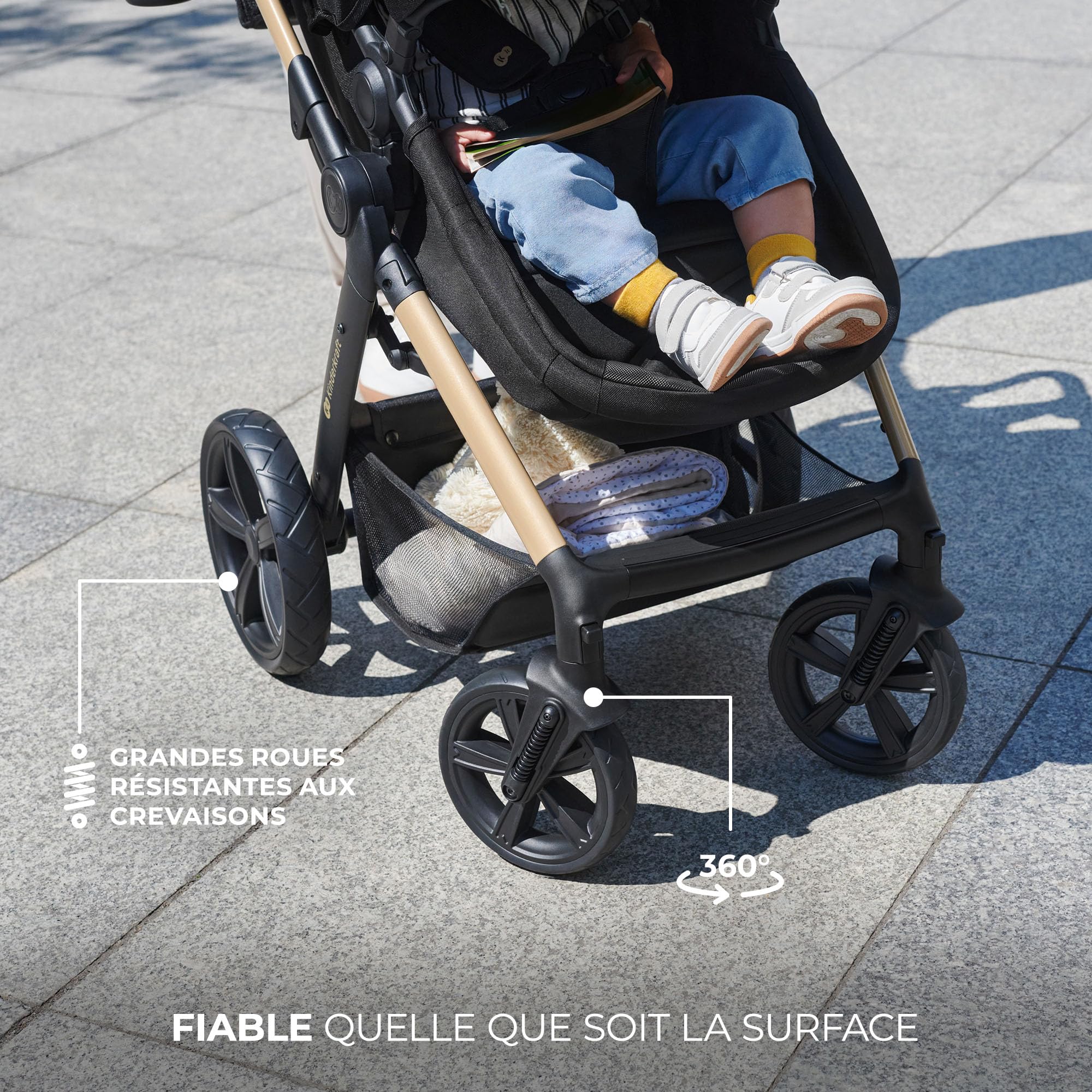 Kinderkraft MOOV 2 Poussette 3 en 1 Travel System avec nacelle 2-en-1 siège auto i-Size Gris