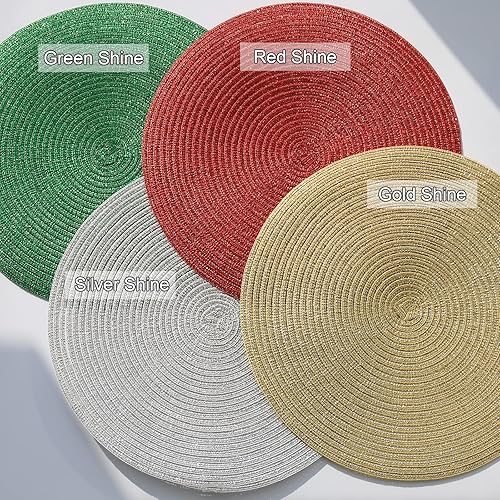 Miniatura 3 de AHHFSMEI Juego de 6 manteles individuales redondos trenzados de 15 pulgadas para mesas de comedor, tejidos naturales, resistentes al calor, juego de