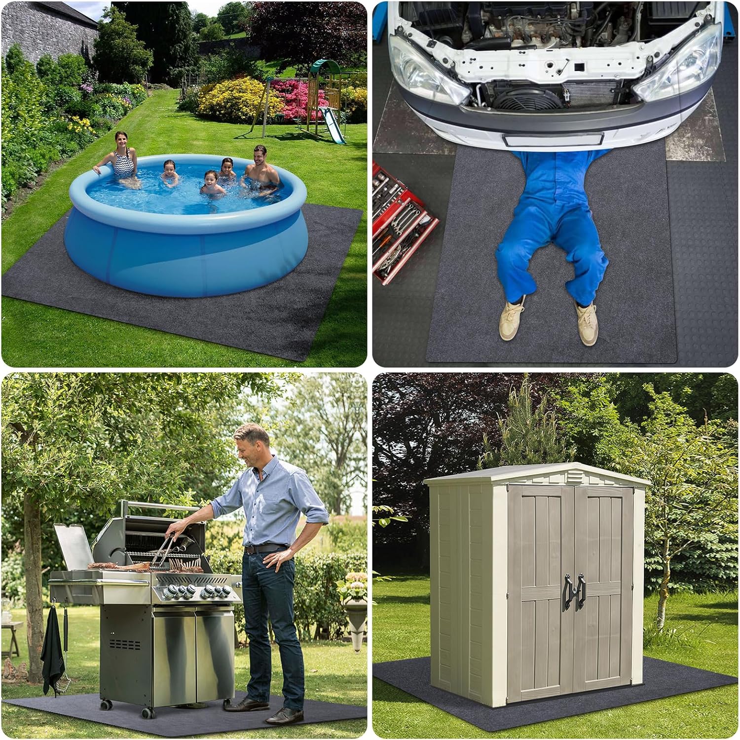 Outdoor Storage Shed Mat Waterproof 6.2x4.2ft,Thickened Garage Floor Mat Carport Oil Mat,Non Slip Shed Flooring Protector Mat for Patio,Garden,Furniture,Moto,Car