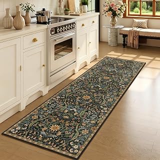 2x6 Floral Runner Rug for Kitchen Washable Hallway Runner Rug
