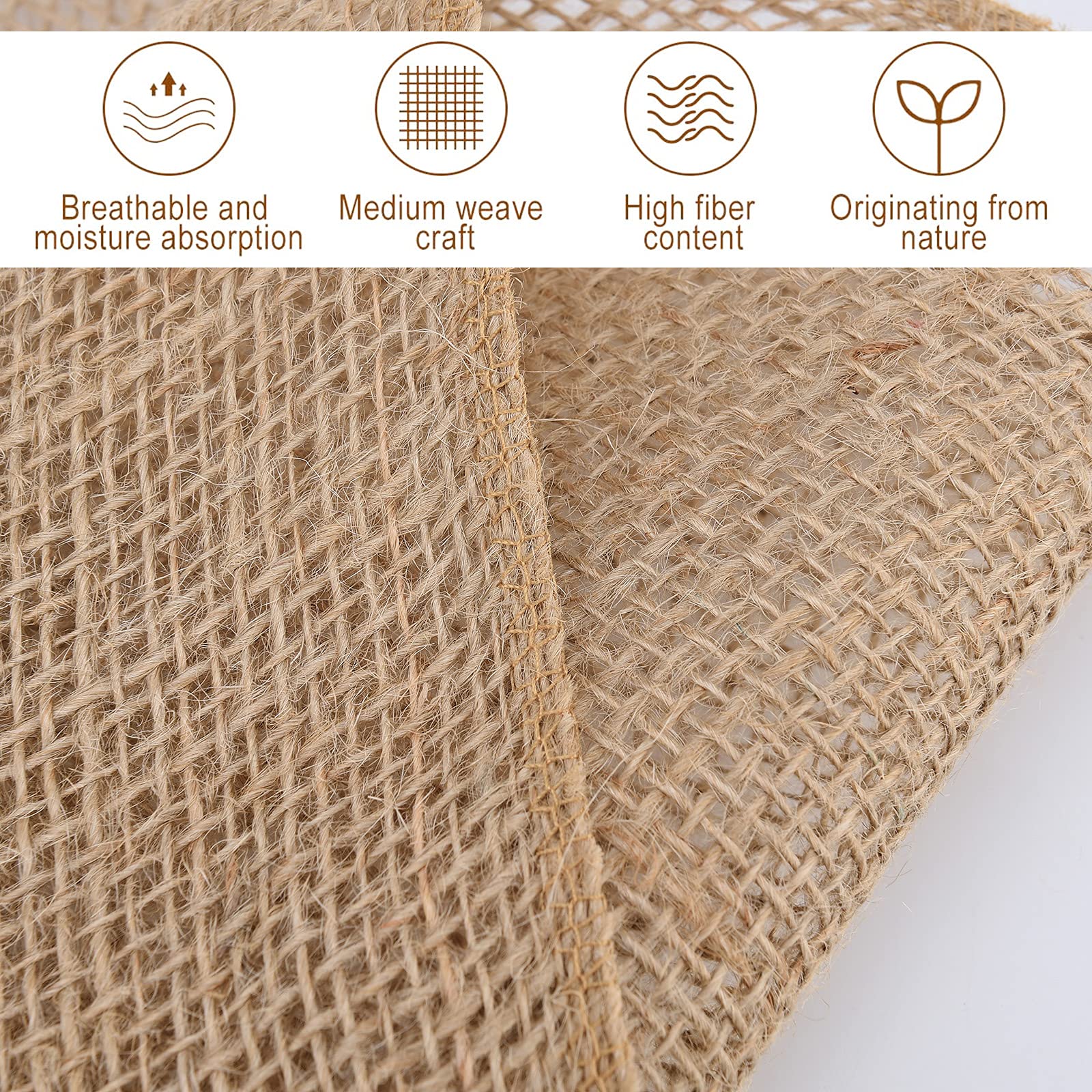 Lot De 4 Rouleaux De Toile De Jute Naturelle 20cm X 3m - Protection Arbres Contre Gel, Animaux Et Hiver