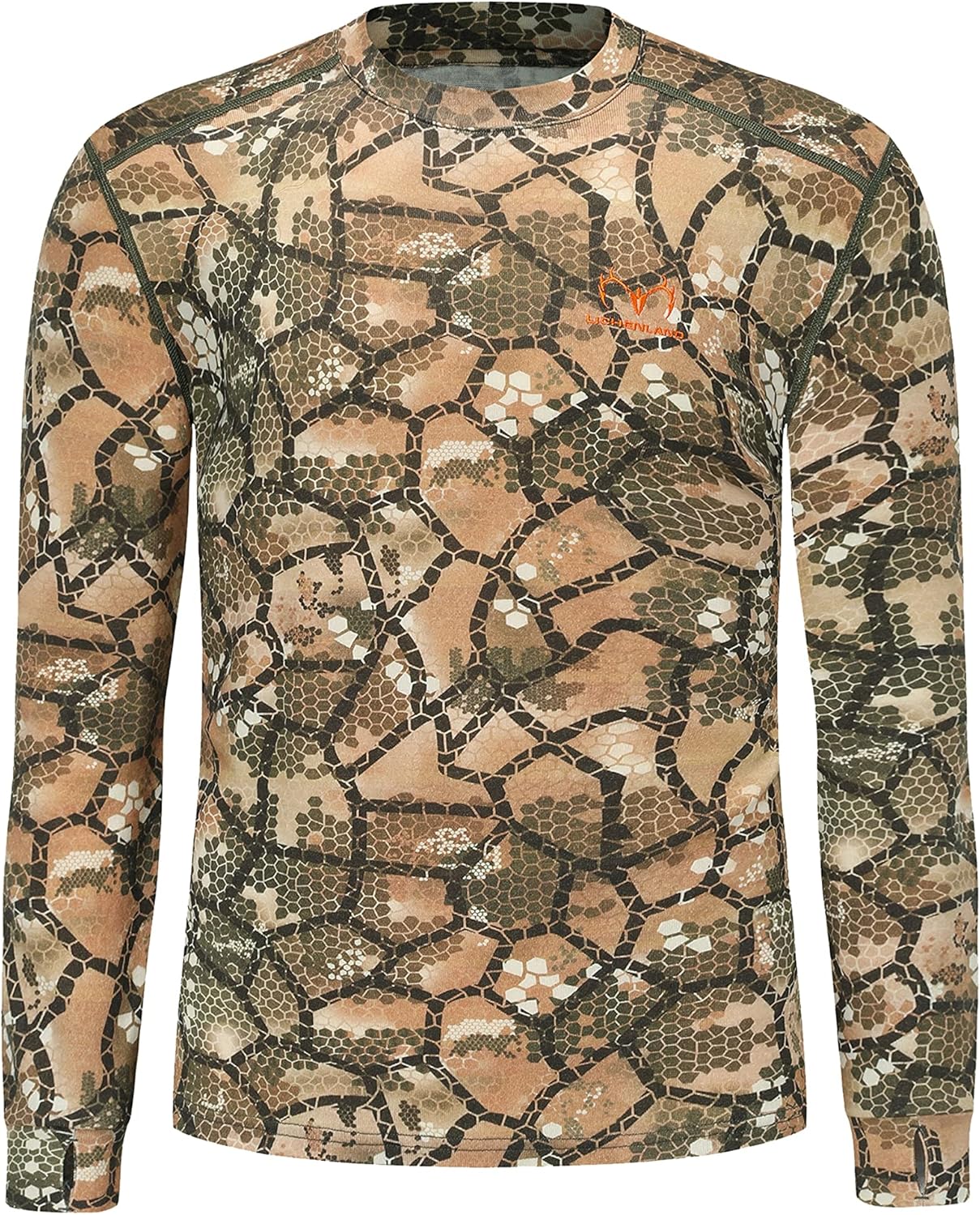 Men's 100% Merino Wool Hunting Base Layer Tops Camo Shirts