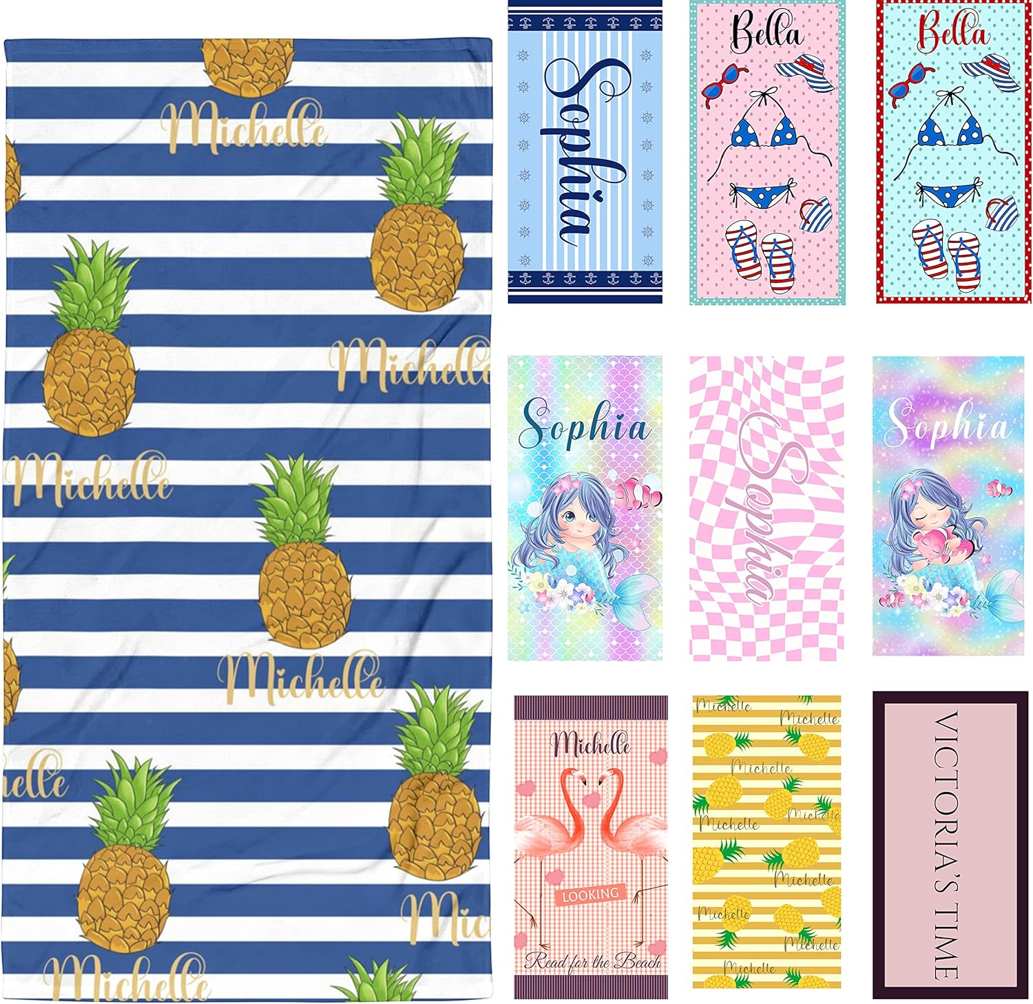Pineapple Beach Towel 30x60 Personalized Towels for Women