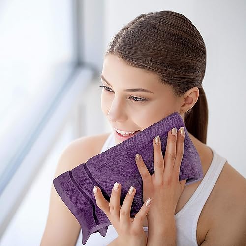 Miniatura 7 de Utopia Towels - Juego de 8 toallas de baño con rayas de viscosa de algodón hilado en anillo de17.70 ozyd, toallas altamente absorbentes, juego de 8