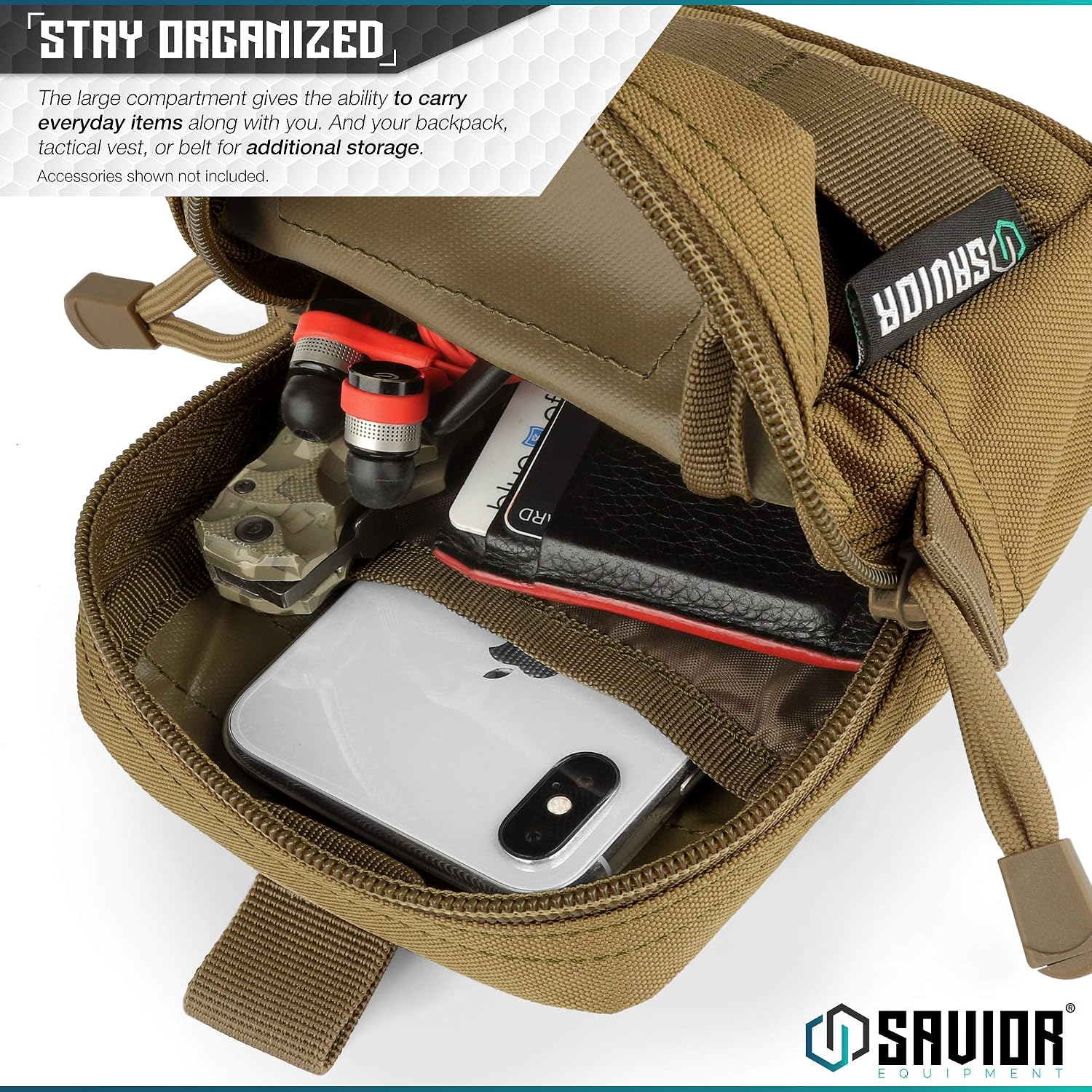 Savior Equipment Tactical Lightweight EDC Molle Pouches Versatile Compact Accessory Utility Tool Organizer Belt Waist Bag, 2-Pack