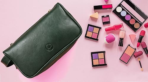 Miniatura 10 de Aaron Leather Goods - Neceser de viaje, de cuero de alta calidad, con forro impermeable  Dopp de estilo vintage, hecho a mano, tamaño king - Kit