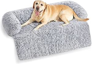 Feandrea FluffyHug Hundebett Plüsch, Hundedecke Sofa, Sofaschutz Hund, Hundekissen, Größe XXL, für große Hunde, 122 x 95 x 18 cm, Ombré-Grau PGW224G01