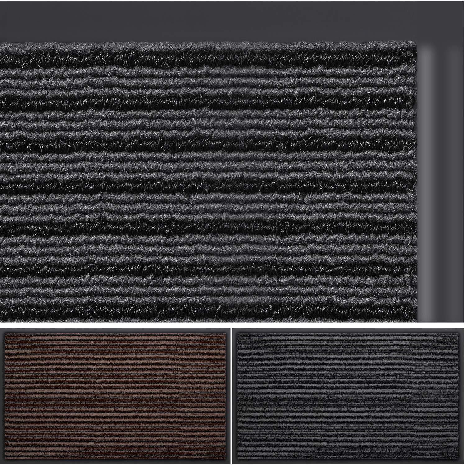 Bertte Door Mat Outdoor Rubber Garage Floor Welcome Doormat Waterproof Heavy Duty Entryway Carpet Low-Profile Easy Clean Odorless Entrance Rug for Patio High Traffic Areas, 18"x 30", Gray