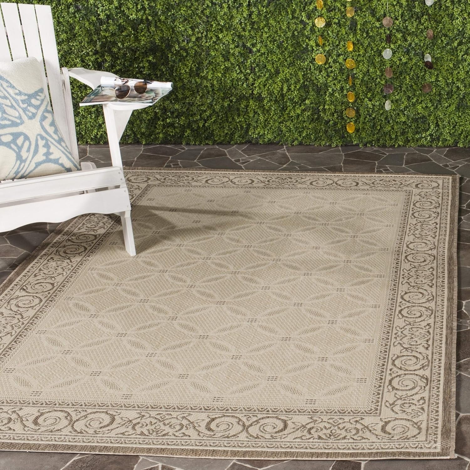 SAFAVIEH Courtyard Collection Runner Rug - 2'3" x 10', Natural & Blue, Non-Shedding & Easy Care, Indoor/Outdoor & Washable-Ideal for Patio, Backyard, Mudroom (CY1502-3101)