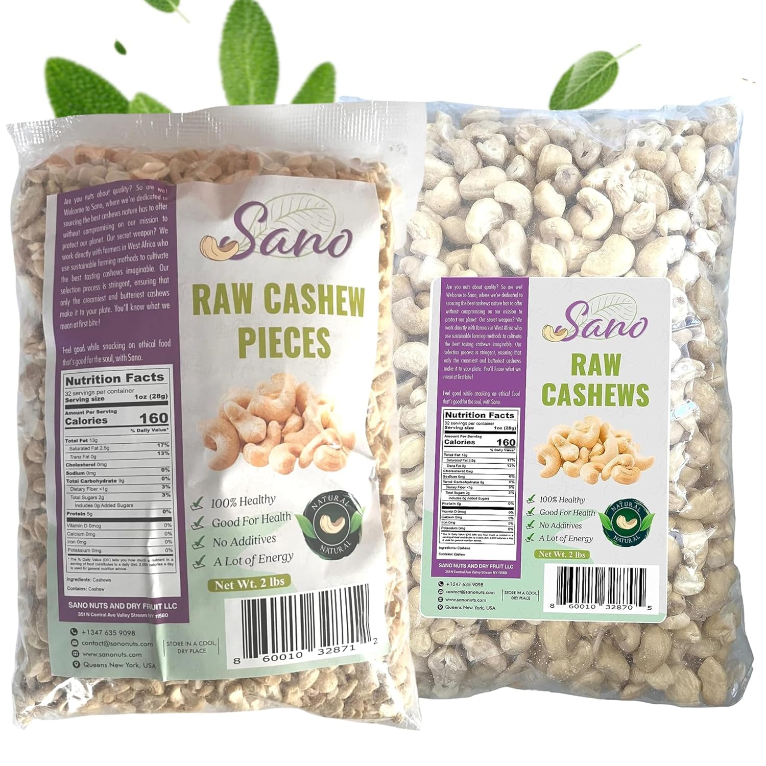 Sano Nuts Pack of 2 Raw Cashew Nuts (4LB) West African