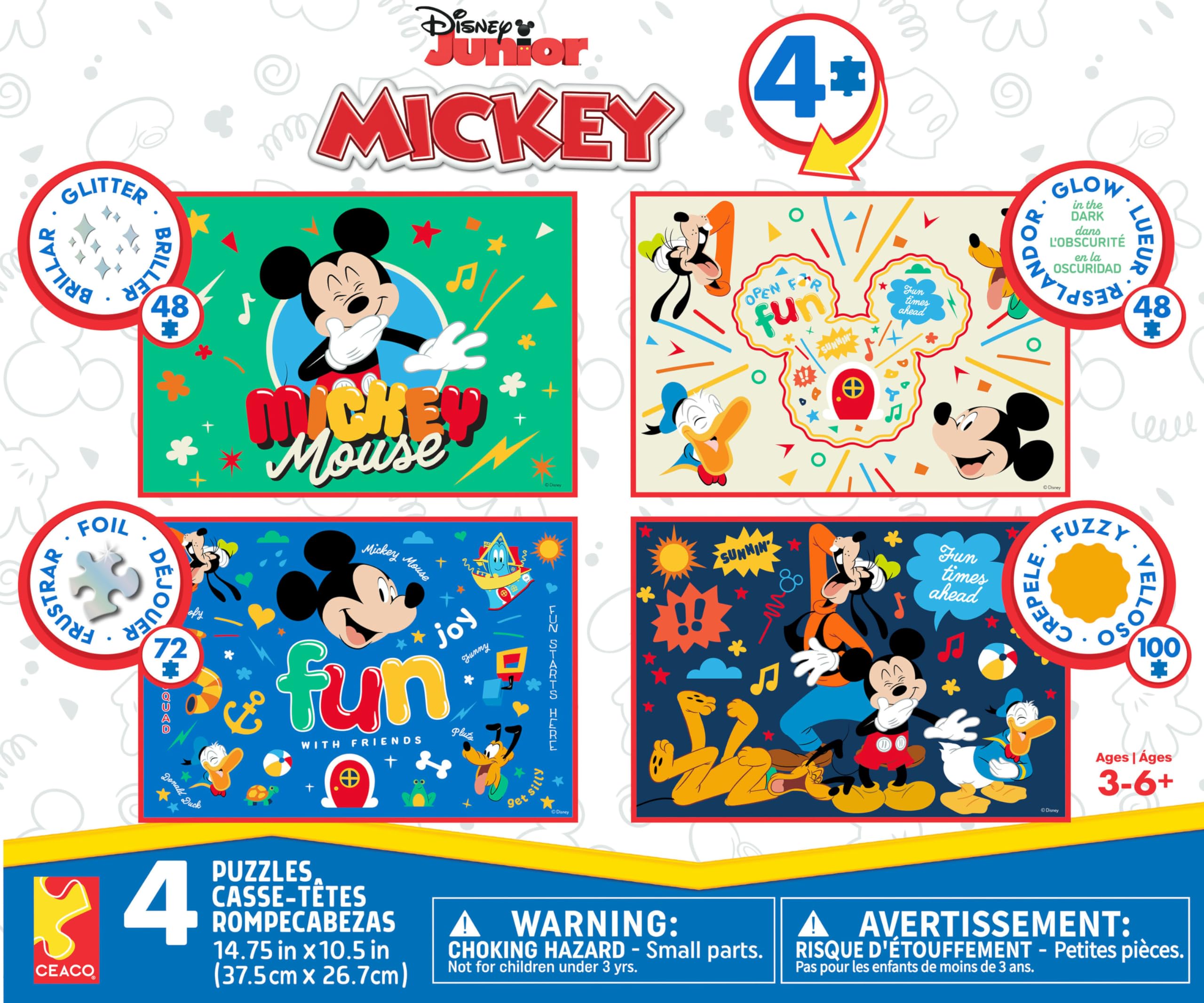 Ceaco – 4-in-1 Kinder-Puzzle Disney Classic Kids Multipack – Disney – fesselnde Puzzles perfekt für Spielabende – Fertige Größe variiert
