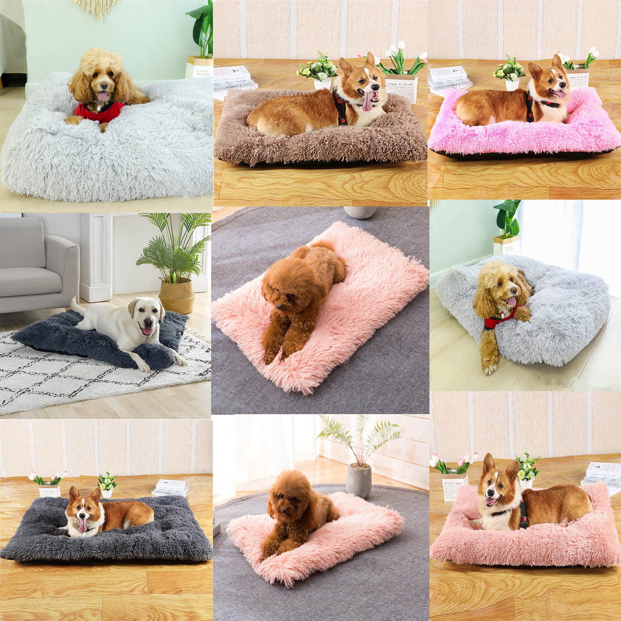 Grand tapis de cage pour chien avec fond antidérapant, en peluche apaisant, lavable, pliable pour animal de compagnie, tapis de cage pour chien, coussin amovible et chaud (120 x 90 x 12 cm, rose)