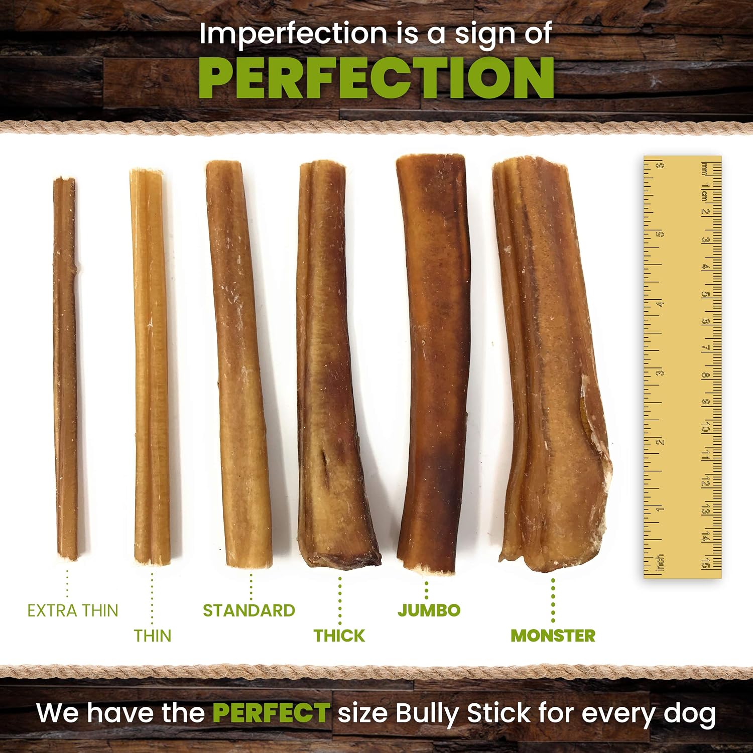 Sancho & Lola's 6-inch Extra Thin Bully Sticks for Dogs - 4.5oz (11-15 Count) Grain-Free High-Protein Mini Beef Pizzle Dog Chews
