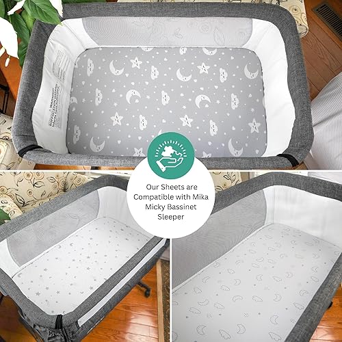 Miniatura 172 de TansyPanda Bassinet Sheets for Baby Delight Snuggle Nest, Chicco LullaGo, Fisher-Price Soothing, SNOO Smart, 3PC, 18 x 30 Inch, Ultra Soft