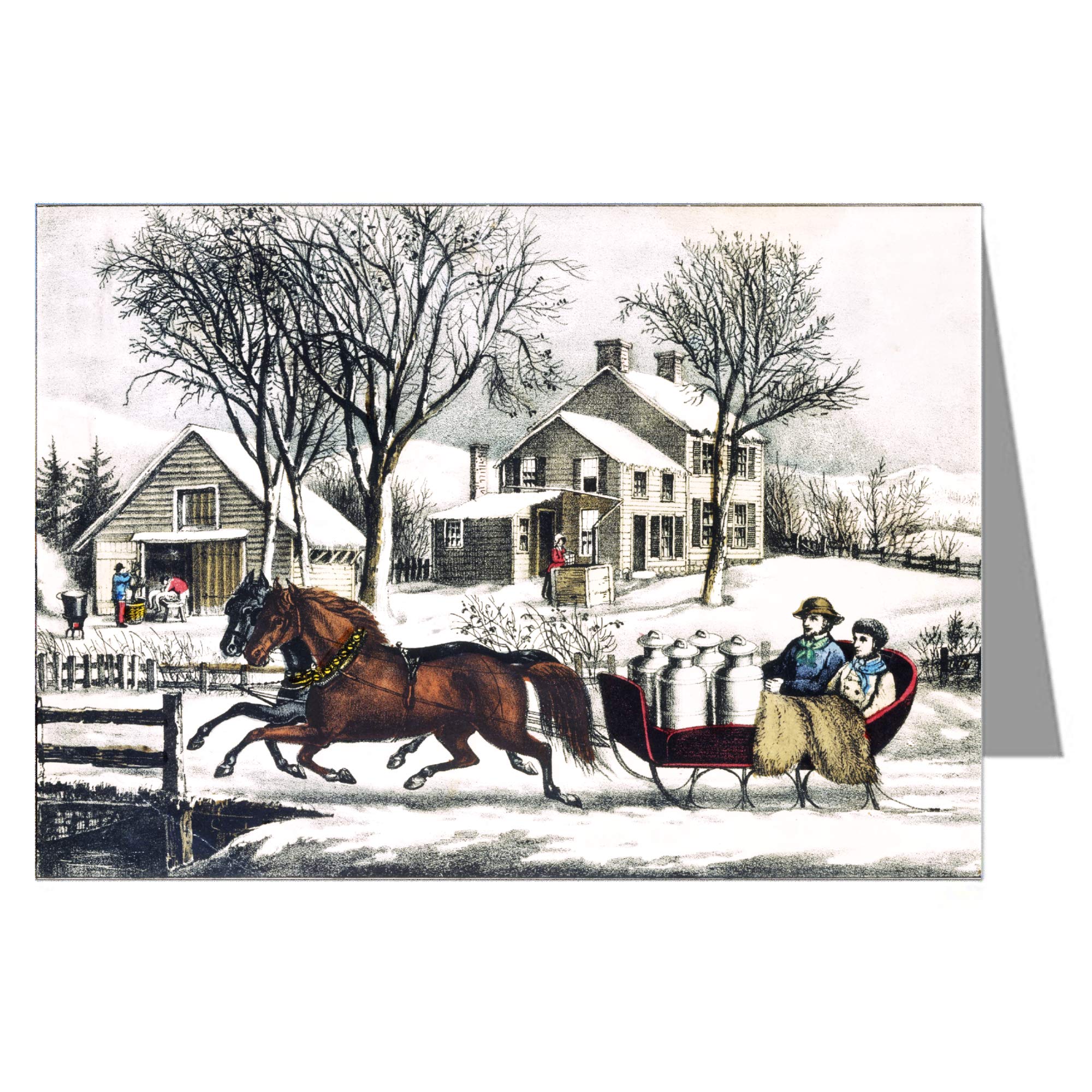 Currier and Ives Christmas Winter Morning in the Country, 1873 8-Greeting Cards in a boxed Set