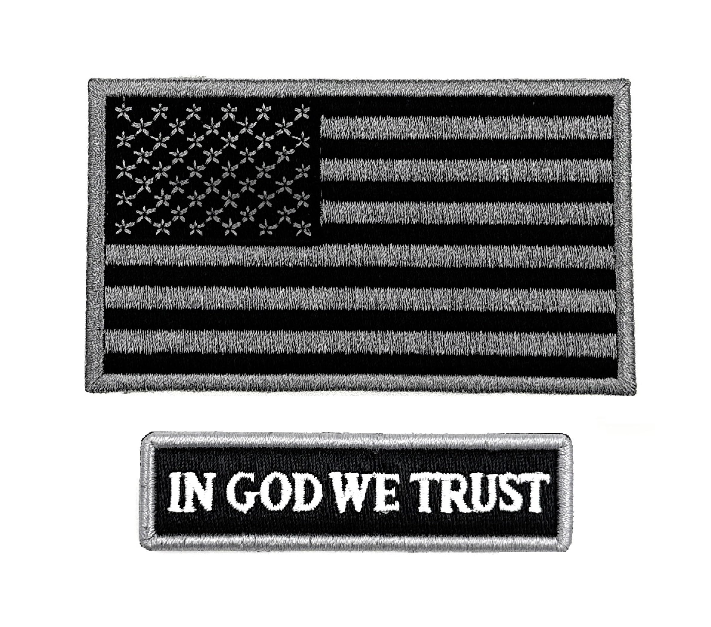 Aeisage Iron on Patches in God We Trust Patch American Flag Patch 2 PCS Logo Patches American Flag Badge