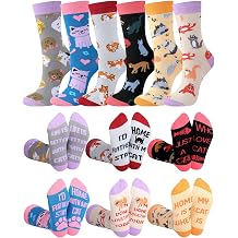 6 Pairs Funny Cat Socks for Women Novelty Stocking Animal Crew Socks for Cat Lovers Mom Gifts