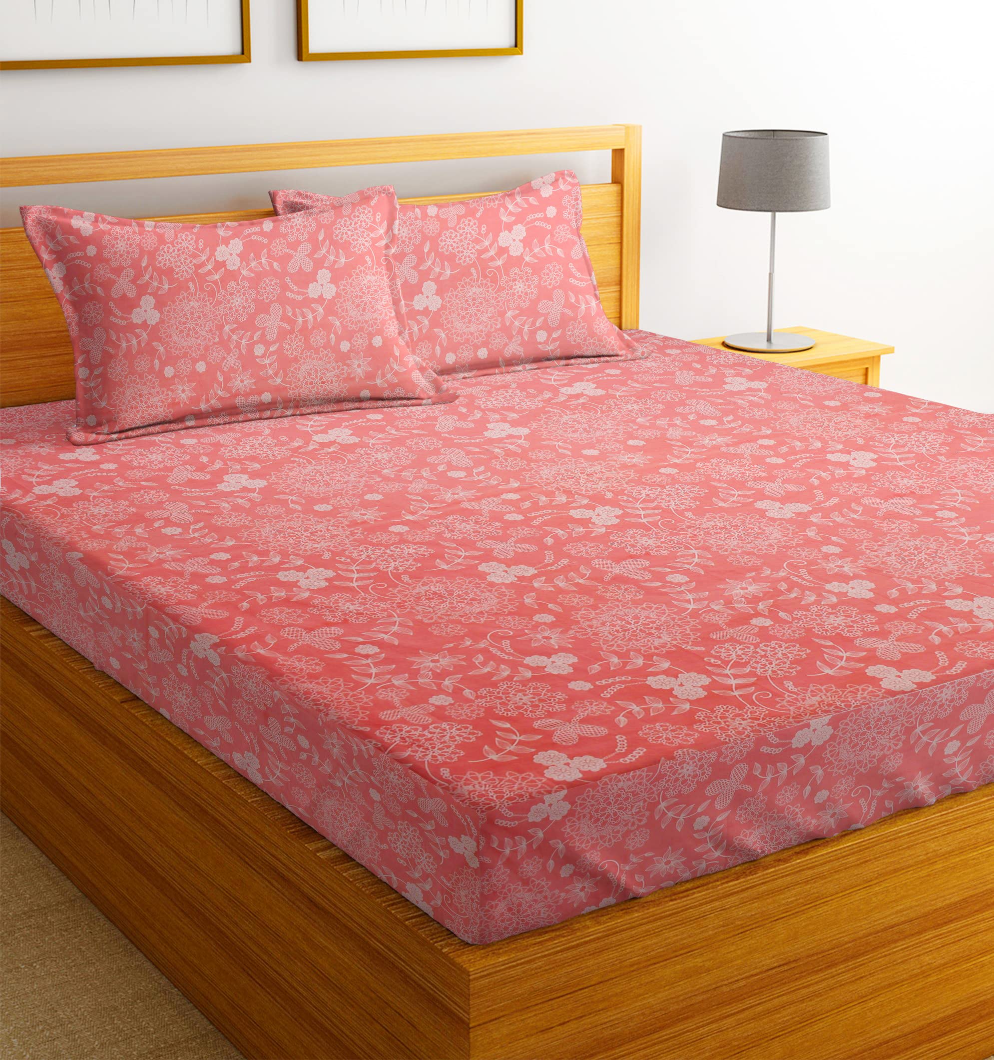 BSB HOME Valancia Collections Microfiber Bedsheet for Double Bed 5Ft X 7Ft with 2 Pillow Covers Cotton, 180Tc Floral Pink 7Ft X 7.5Ft for Double Bed Cotton (90" X 100" Inches), 180 Tc (B0BSV723KH) Amazon Price History, Amazon Price Tracker