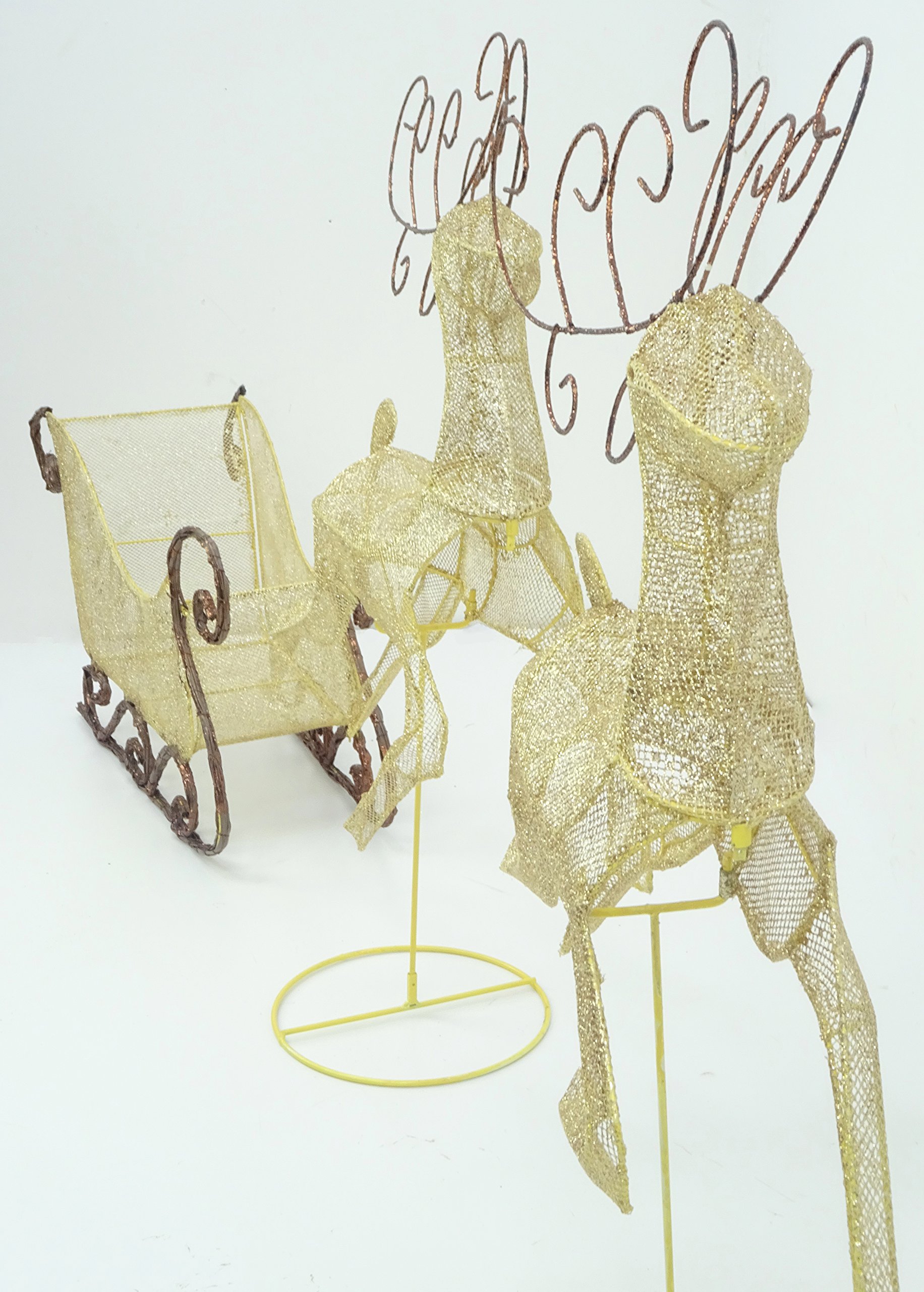 Christmas Concepts® 84cm (33") Bronce y Brillo de Oro Renos con Santa's Trineo Decoraciones de Navidad de Lujo - Decoración de Navidad para Jardín Interior/Exterior